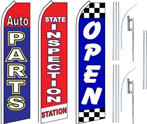 Auto Shop Szolgáltatások Super Zászló 3 Pack & Lengyelek-Autóalkatrész-Állami Ellenőrzés-Nyitva