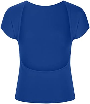 Camisetas bűn Mangákat ajustadas para Mujer Szín sólido Slim Cuello Redondo Chaleco Camisa tanques Cortos