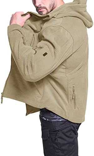 BIYLACLESEN Férfi Taktikai Kabátok Lágyhéjúteknős Polár Kapucnis Teljes Zip Kabátok Réteg Polar Fleece