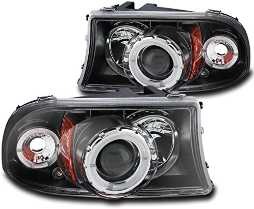 ZMAUTOPARTS Kettős Halo LED Projektor Fényszóró Fényszóró Fekete 1997-2004 Dodge Dakota