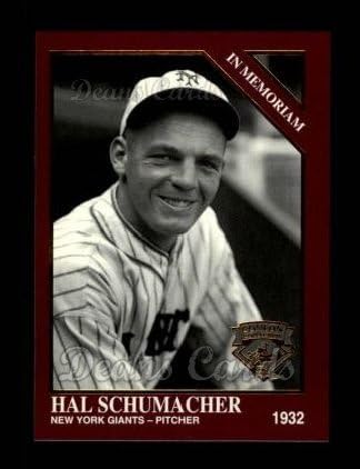 1994 Conlon Bordó 1127 In Memoriam Hal Schumacher New York Giants (Baseball Kártya) NM/MT Óriások