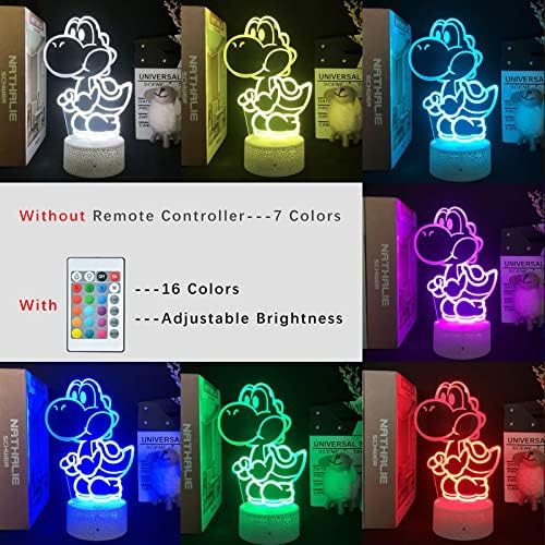 Yoshi 3D Éjjeli Lámpa, 16 Szín Karácsonyi Világítás Ajándék RGB Érintőképernyős Távirányító Játékok Super
