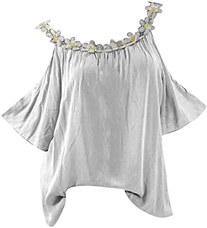 Camisas a szex para Mujer Blusa sólida Talla Grande Camiseta Manga Corta con hombros descubiertos Camiseta