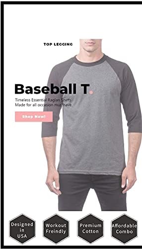 TOP LEGGING Férfi 4 Csomag Rendszeres Fit 3/4-Es Ujjú, Baseball-T-Shirt -Pamut Raglan Jersey S-5XL