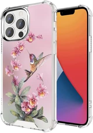 Xioolia Átlátszó tok iPhone 13 Pro Max Kolibri Rózsaszín Virág hátlapot Tiszta Szilikon Védő tok iPhone
